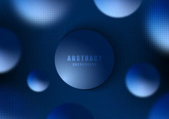 Abstract gradient blue circle template pattern decorative template. Dark tone design with free space, well organized objects each layers. Illustration vector