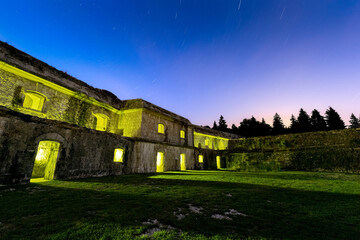 Fototapeta na wymiar Night at the Fort Punta Corbin. Tresché Conca, Roana, Vicenza province, Veneto, Italy, Europe.