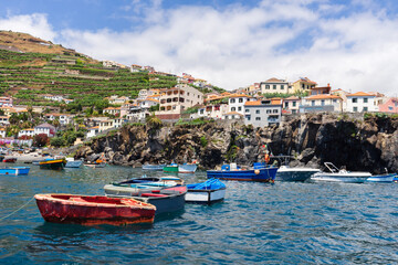 Fototapeta na wymiar Camara de Lobos amazing view from harbor, Madeira island 