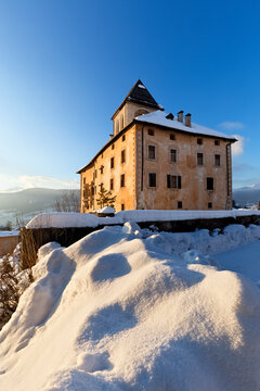 Malosco castle was the birthplace of the artist Fortunato Depero. Borgo d'Anaunia, Non Valley, Trento province, Trentino Alto-Adige, Italy, Europe.