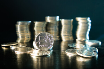 Russian ruble. Metal coin. Russian currency