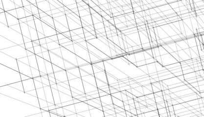 architecture building 3d drawing 