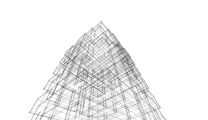 architecture building 3d drawing 