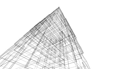 architecture building 3d drawing 