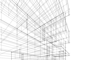architecture building 3d drawing 