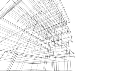 architecture building 3d drawing 