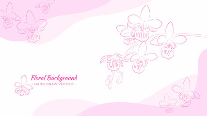 Orchid floral hand draw illustration background in pink