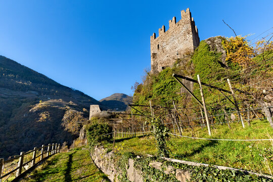 The medieval castle of Segonzano. Cembra valley, Trento province, Trentino Alto-Adige, Italy, Europe.