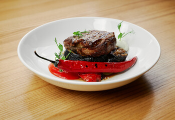 beef steak with grilled vegetables