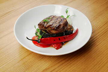 beef steak with grilled vegetables