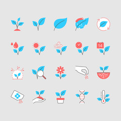 Plant simple color icons. Editable stroke.