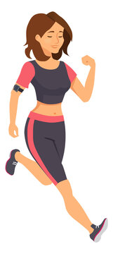 Running woman. Athlete on competition. Marathon training