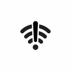 No Internet Connection Icon Vector. Wifi Off with Exclamation Mark Symbol
