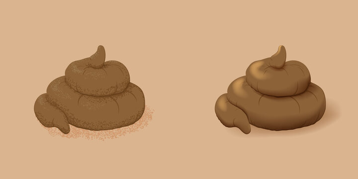 Pile of poo. Pile of poo on beige background in different styles. Drawing vector version of a pile of feces.