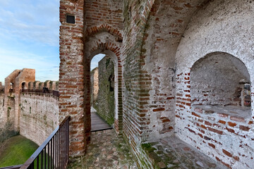 Naklejka premium Medieval towers and walls of the town of Cittadella. Padova province, Veneto, Italy, Europe.