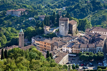 The castle and the medieval village of Asolo. Treviso province, Veneto, Italy, Europe.