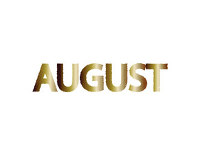 August scratched bronze calendar with white background