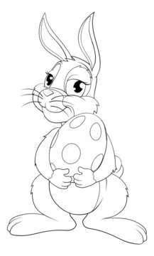 Easter Bunny Cartoon Rabbit With Giant Egg