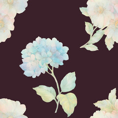 Delicate watercolor flowers collected in a seamless pattern for design. Digitally processed seamless floral pattern.