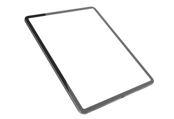 3D Realistic tablet mockup with blank screen isolated on white background