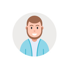 Avatar bearded man. Male character icon in circle. Vector illustrator.