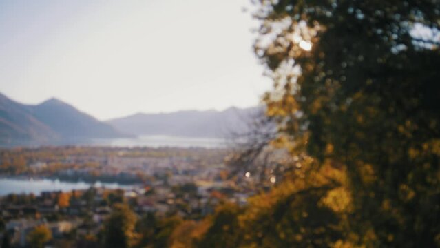 beautiful locarno and ascona ticino at sunset in autumn, 4K