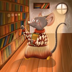 Character design library rat for kids illustration