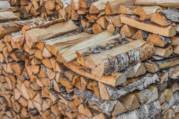 Firewood Stack Storage Wood Materials Chopped Tree Rural Pile
