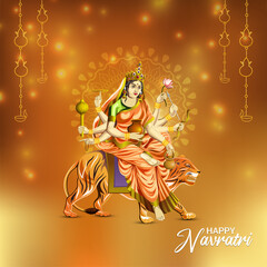 Happy navratri celebration greeting card with vector illustration