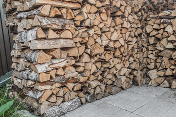 Firewood Stack Storage Wood Materials Chopped Tree Rural Pile
