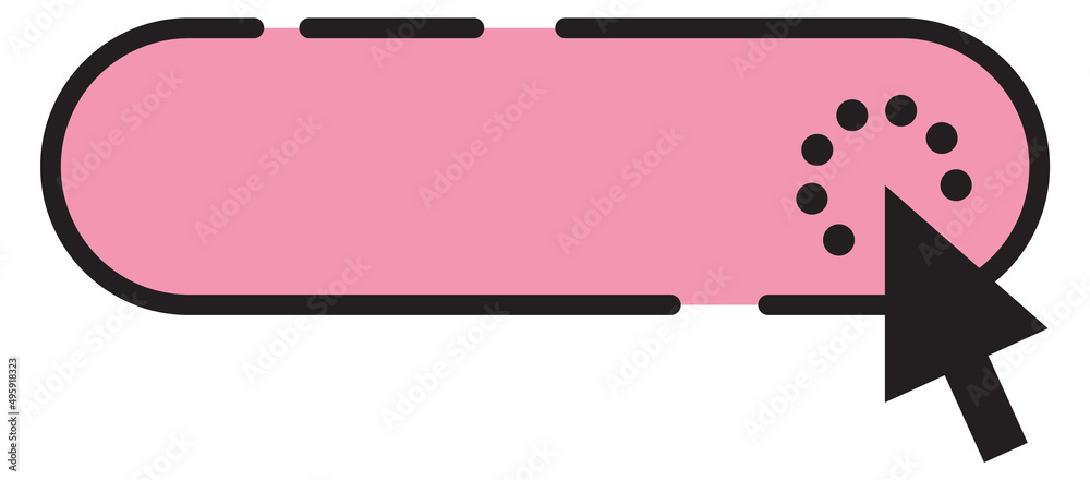 Poster pink button with cursor pointer. click interface element