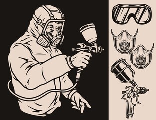 Monochrome tools collection for car painting