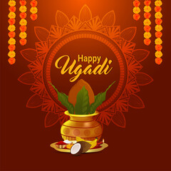 Happy ugadi celebration greeting card