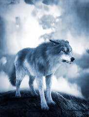 Wolf alert,3d illustration  - 495919378