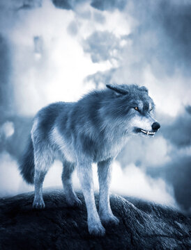 Wolf alert,3d illustration 