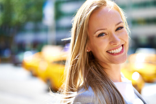 Concrete Jungle Jet Setter. A Cropped Shot Of A Beautiful Woman Walking Around The City In The Day Time.