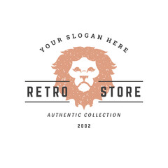 Lion hand drawn logo isolated on white background vector illustration for labels, badges, t-shirt and other design.