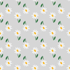 Flowers chamomile seamless pattern. Scandinavian style background. Vector illustration for fabric design, gift paper, baby clothes, textiles, cards.