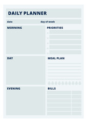 Daily planner template. Business paper blank layout