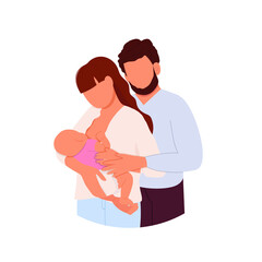 Mother and father holding their newborn baby. Happy family concept. Vector illustration