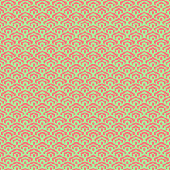 colorful simple vector pixel art mint green and candy pink seamless pattern of minimalistic geometric scaly hexagon pattern in japanese style