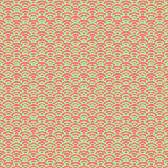 colorful simple vector pixel art seamless pattern of minimalistic mint green and candy pink scaly japanese water waves pattern