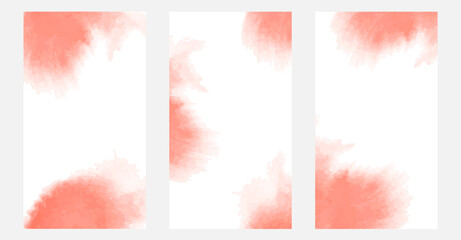 background set of three pieces of pink watercolor