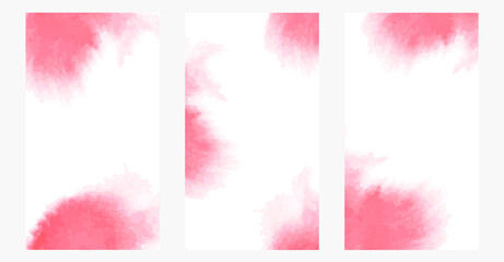 background set of three pieces of pink watercolor