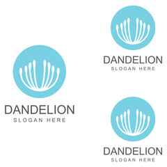 Dandelion flower logo and symbol design vector illustration template