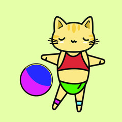 Funny animals. A little kitten.
Vector image in cartoon style. Color image.