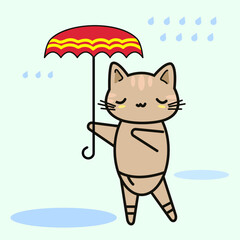 Funny animals. A little kitten.
Vector image in cartoon style. Color image.