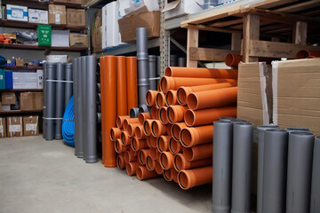 Orange and gray plastic pvc pipes
