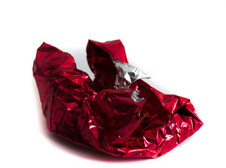 Crumpled ball of aluminum foil on white background isolation