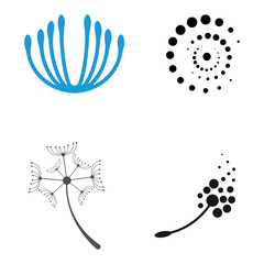 Dandelion flower logo and symbol design vector illustration template